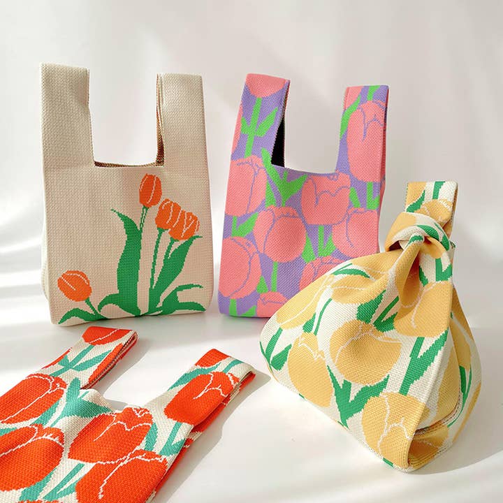 ACCITY - Wholesale Tote Bag - Women's - WOMEN FLORAL KNITTED SHOULDER HANDBAG_CWAB1493