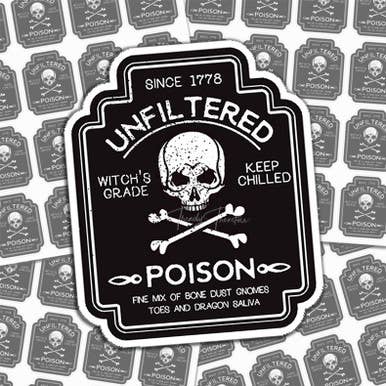 Unfiltered Poison Sticker Sheet for wholesale by Trendy Transfers