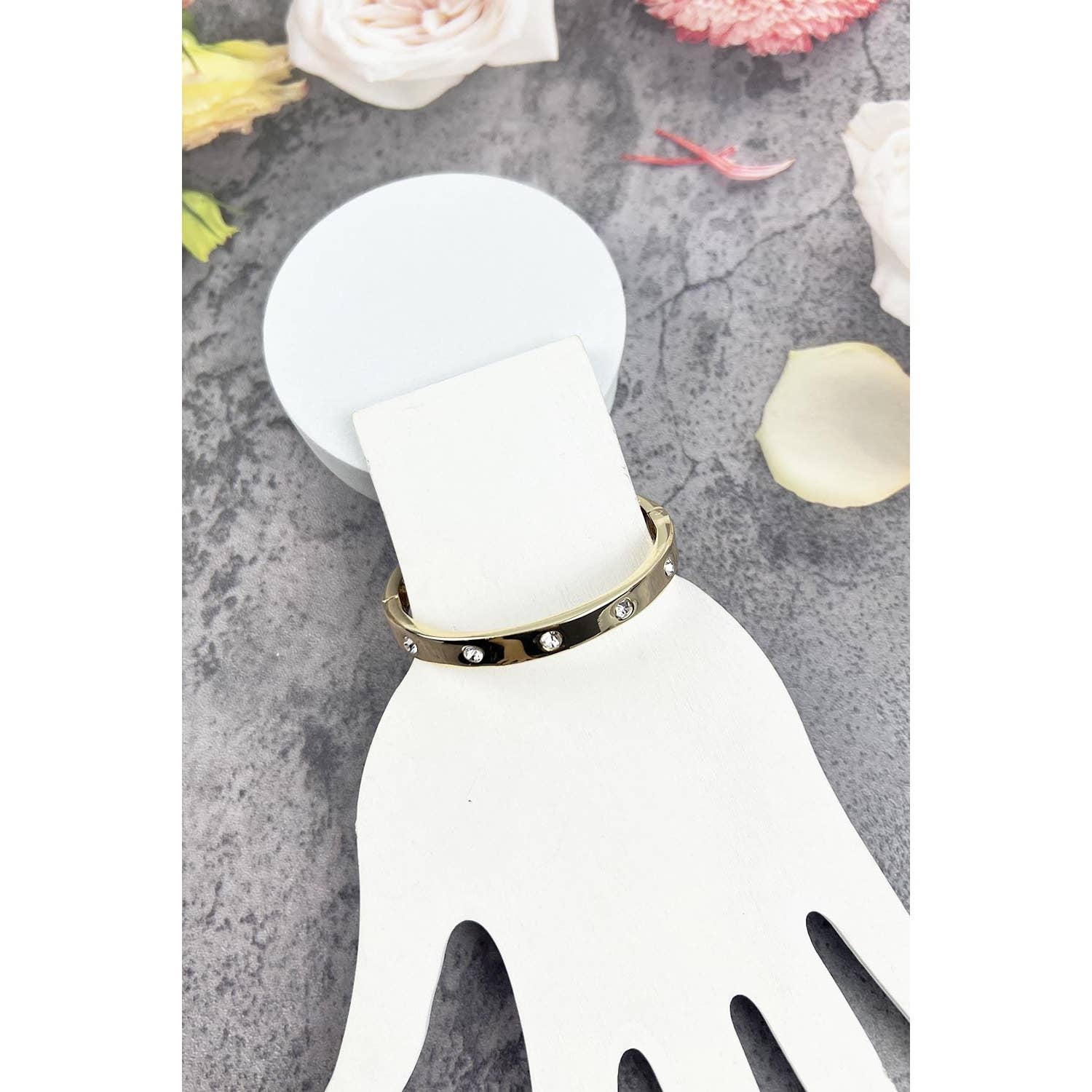 JHP Collection - Wholesale Bangle Bracelet - BANGLE BRACELET WITH RHINESTONES PATTERN8