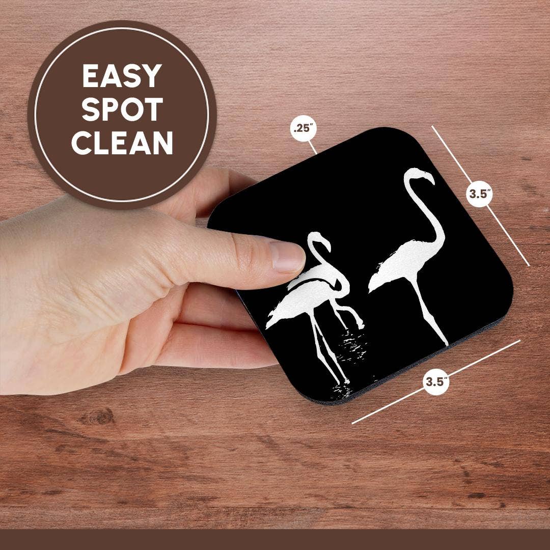 3dRose – wholesale Coasters – 3dRose, Three Flamingos Watercolor Silhouette In White, Coaster13