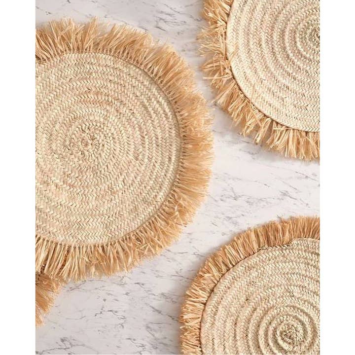 High crafty – wholesale Placemat – 🧺 Handwoven Wicker Moroccan Placemats with Tassels – Boho T