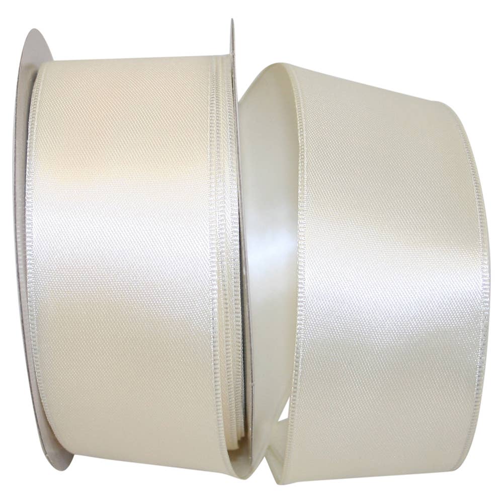 RELIANT RIBBON - Wholesale Ribbon - Gift Wrapping - Double Face Df Wired Edge, Ivory, 1-1/2 In, 25 Yards0