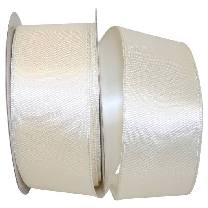 RELIANT RIBBON - Wholesale Ribbon - Gift Wrapping - Double Face Df Wired Edge, Ivory, 1-1/2 In, 25 Yards