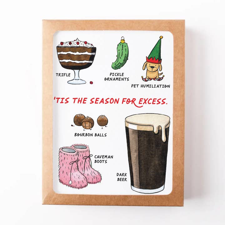 Semi Sweet Press - Wholesale Season's Greetings Card - Season for Excess Holiday Boxed Set0