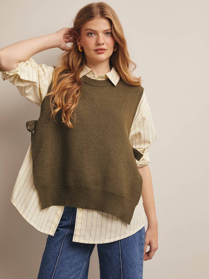 Zijknoop Gebreid Vest FSW0032 voor wholesale door Forte