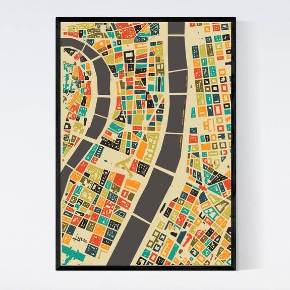 Lyon - Mosaic - A3 Framed City Map - Poster for wholesale by Art in Maps