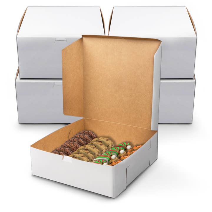 MT Products Cookie Boxes 12" x 12" x 5" - White Bakery Boxes for wholesale by MT Products