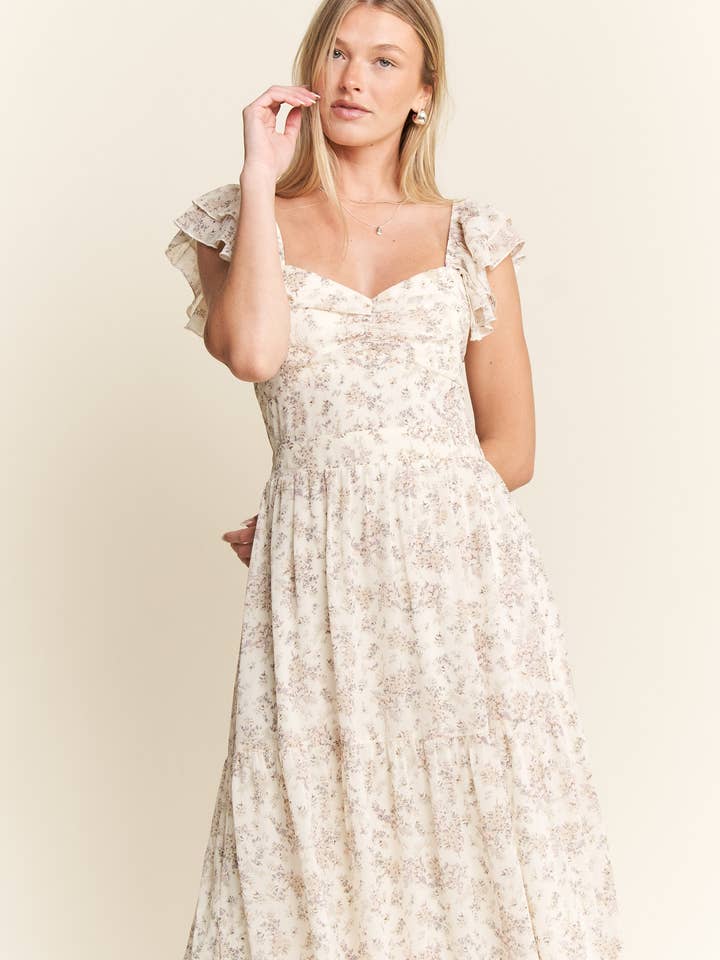 JADE BY JANE - Wholesale Dress - Women's - RUFFLE SLEEVE TIERED MAXI DRESS9