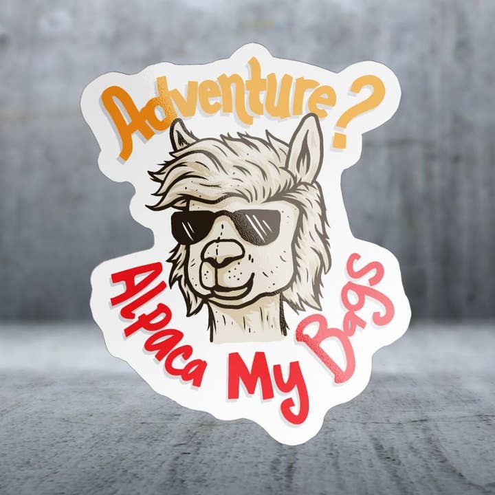 Alpaca mes bagages - Autocollant pour la vente par Two Feet Treats