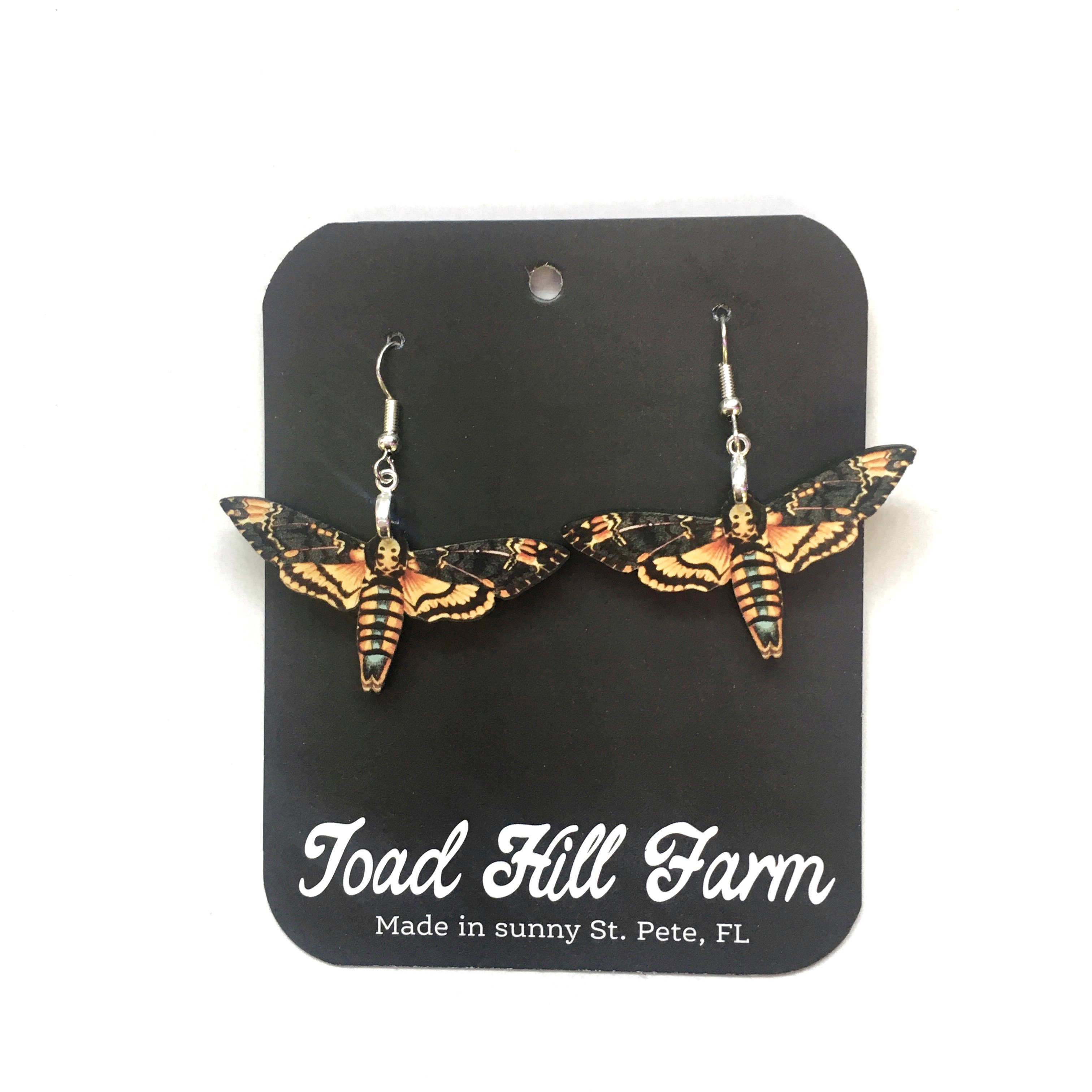 Toad Hill Farm - Wholesale Dangle Earrings - Deaths Head Moth Earrings - Halloween - Laser Cut Wood1