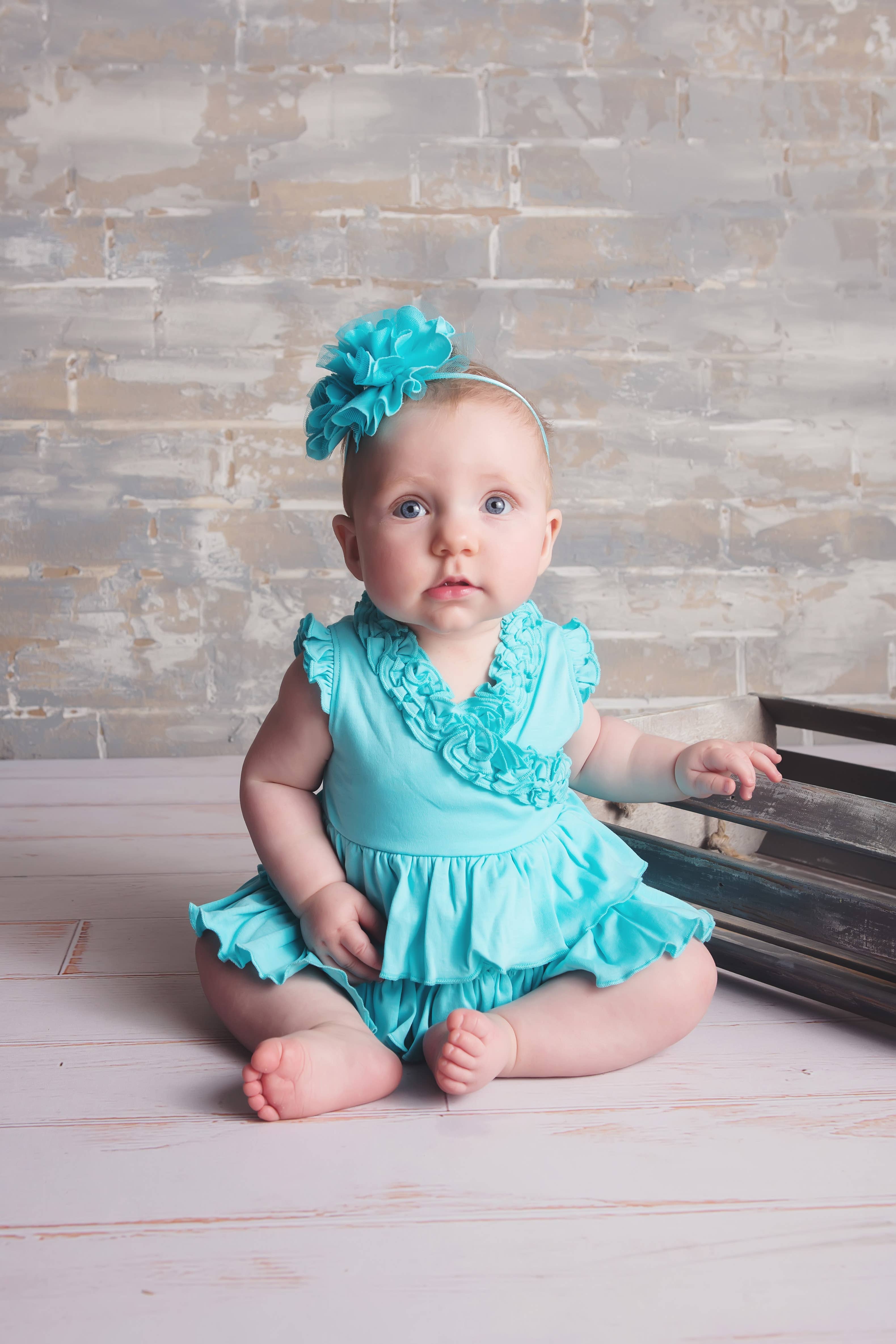 Lemon Loves Lime - Wholesale Jumpsuit - Baby - LAYETTE BASIC-Blue Tint Lotus Romper1