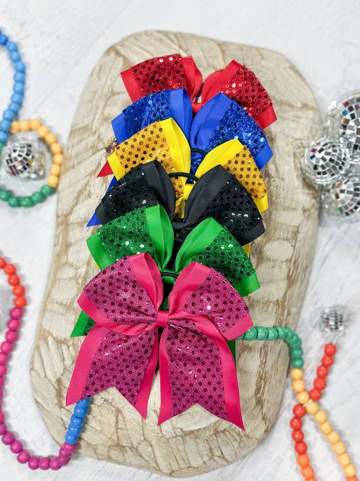 Sequin Cheer Hair Bows: Game Day for wholesale by The Hair Bow Company