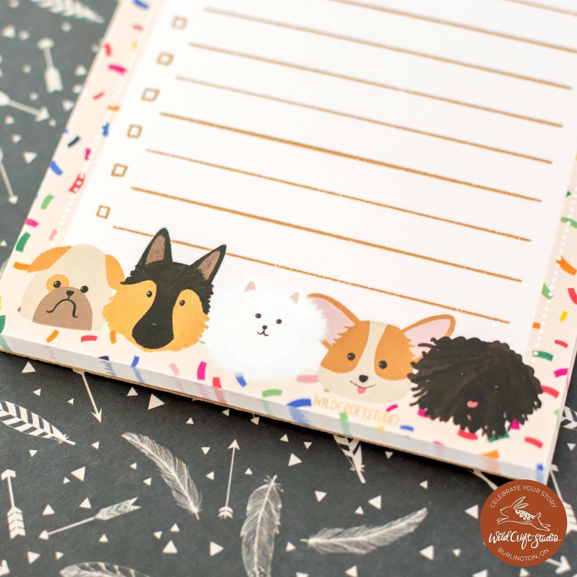 Wild Croft Studio - Wholesale Notepad - Pups Line Up! Notepad2