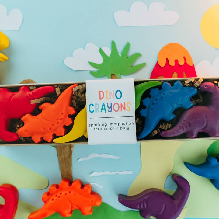 Dinosaur Fun-Shaped Crayons, Non-Toxic Birthday Gift for wholesale by Wonder Hue Crayon Co.