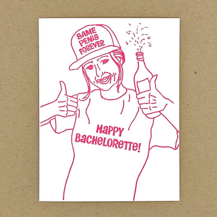 Happy Bachelorette Greeting Card for wholesale by JK Cards for just kidding around