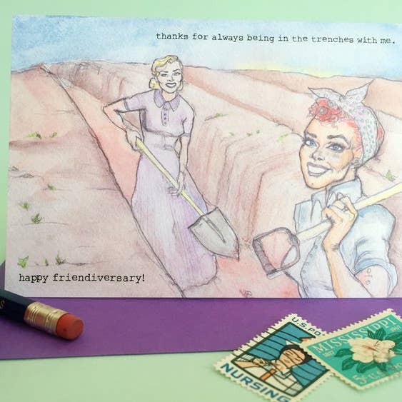 Carte de vœux HAPPY FRIENDIVERSARY pour la vente par fracas studios.