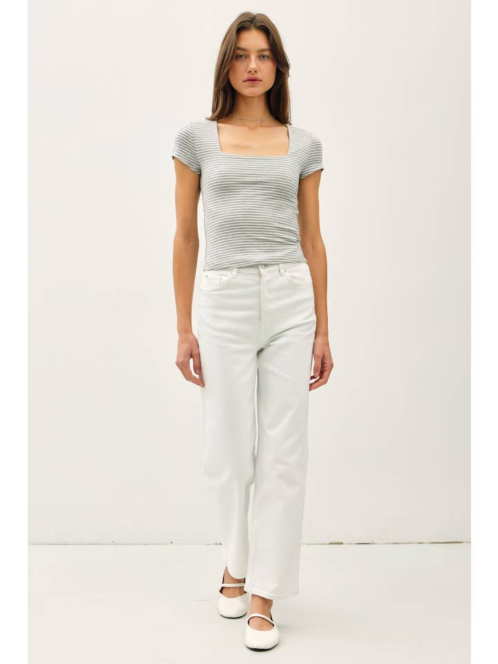 Be Cool - Wholesale Knit Top - Women's - ULTRA SOFT DOUBLE LINED STRIPED SQUARE NECK TOP 3