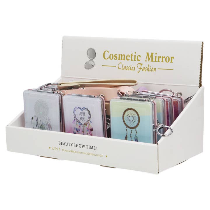 Cap Zone - Wholesale Keychain – Women's - Boho Dream Catcher Glitter Liquid Mirror Key Chain - 12 pcs1