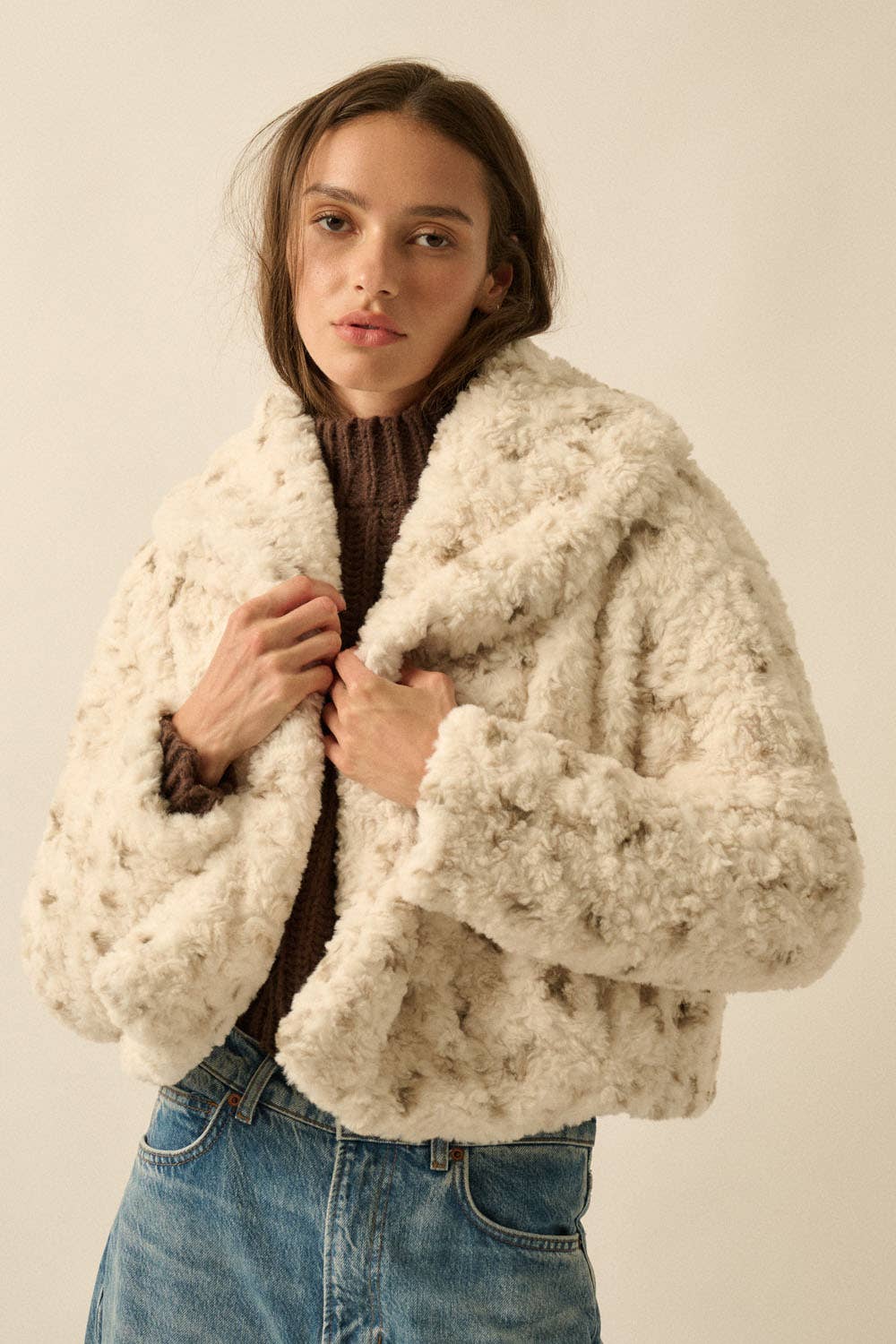 Promesa USA - Wholesale Jacket - Women's - Faux Rabbit Fur Fleece Shawl-Collar Pocket Jacket5