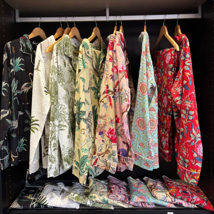 Muno - Wholesale Sleepwear Set - Women's - Light Pink Flowers and Birds Indian Cotton Pyjama Set 2