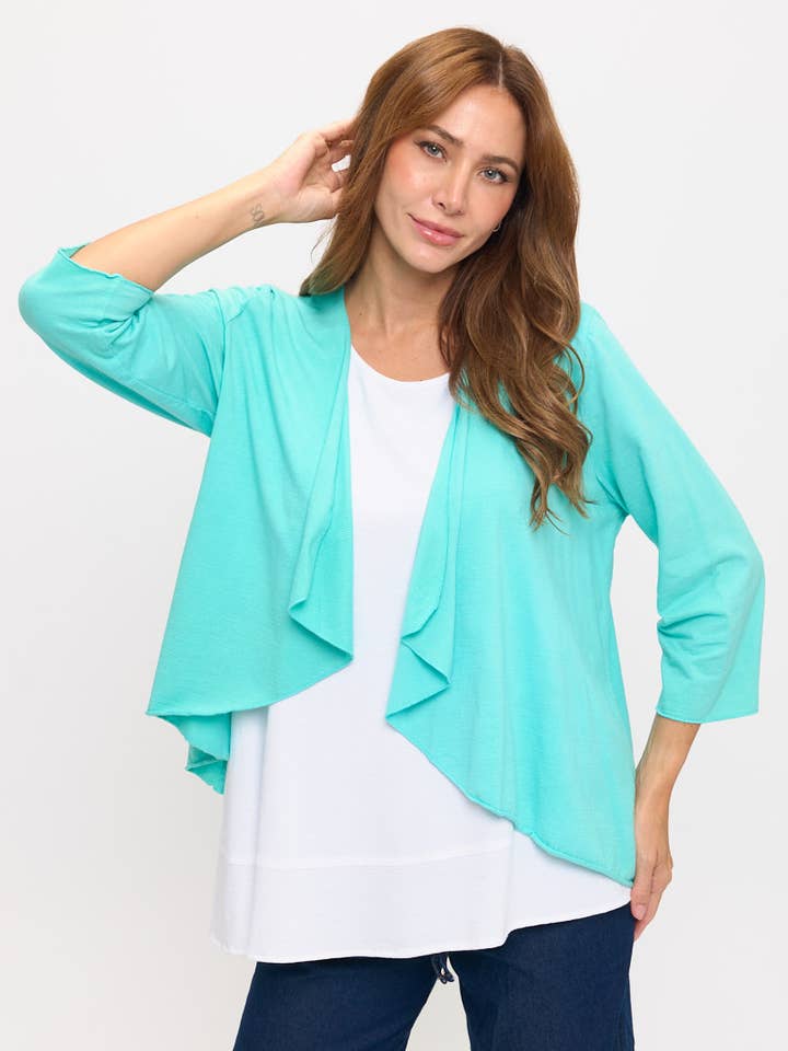 Cardigan en maille rayée Air en coton léger - Style 308 pour la vente par Focus Fashion