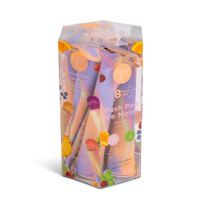Core Home - Wholesale Ice Cream/Sorbet - 8pc Push Pops - Pastel Marble
