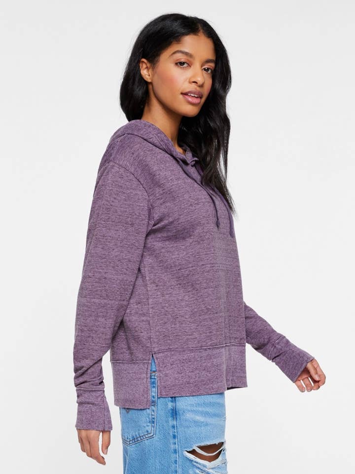 Mad Love Shop - Wholesale Hoodie - Women's - Limited Womens Heather Purple Hood with Gingko Leaves Print 4