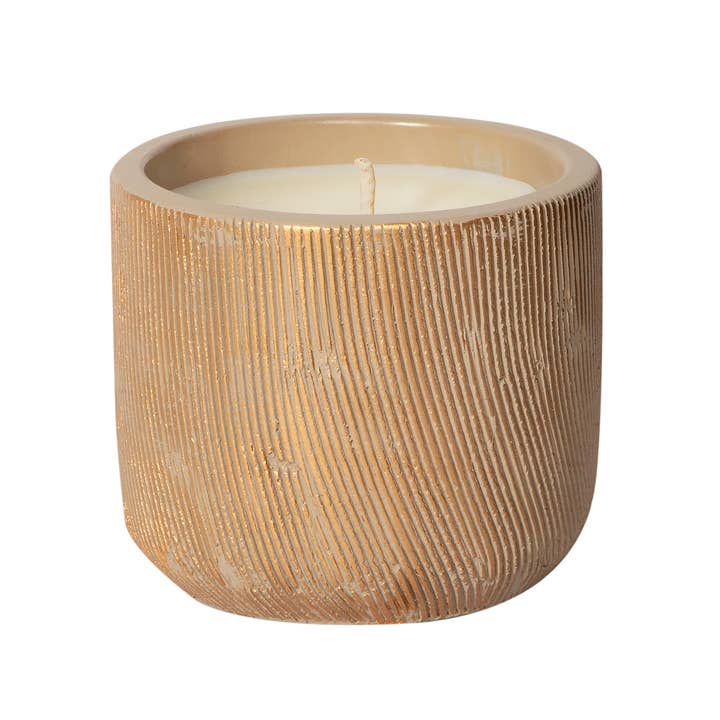 The SOi Company - Wholesale Jar/Filled Candle - Amber & Teakwood Concrete Metallic brushed Candle 15oz