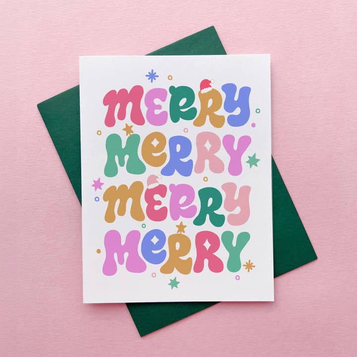 Carte de vœux colorée avec lettrage joyeux pour la vente par Huyen Dinh