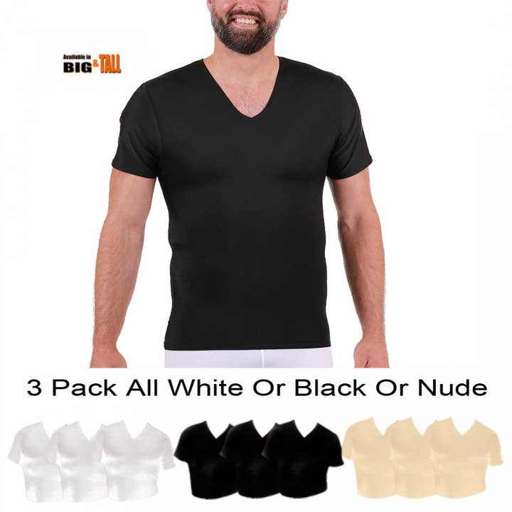 InstantFigure - Wholesale T-shirt – men's - 3-Pack Insta Slim I.S.Pro USA Big &Tall Compression V-Necks VS0003BT