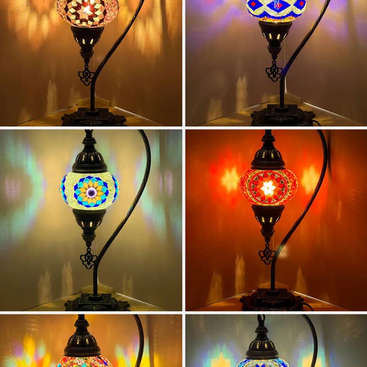Schwanenhals Mosaik Türkische Lampe 6" Glasglobus für den Großhandel von Gypsy Soul