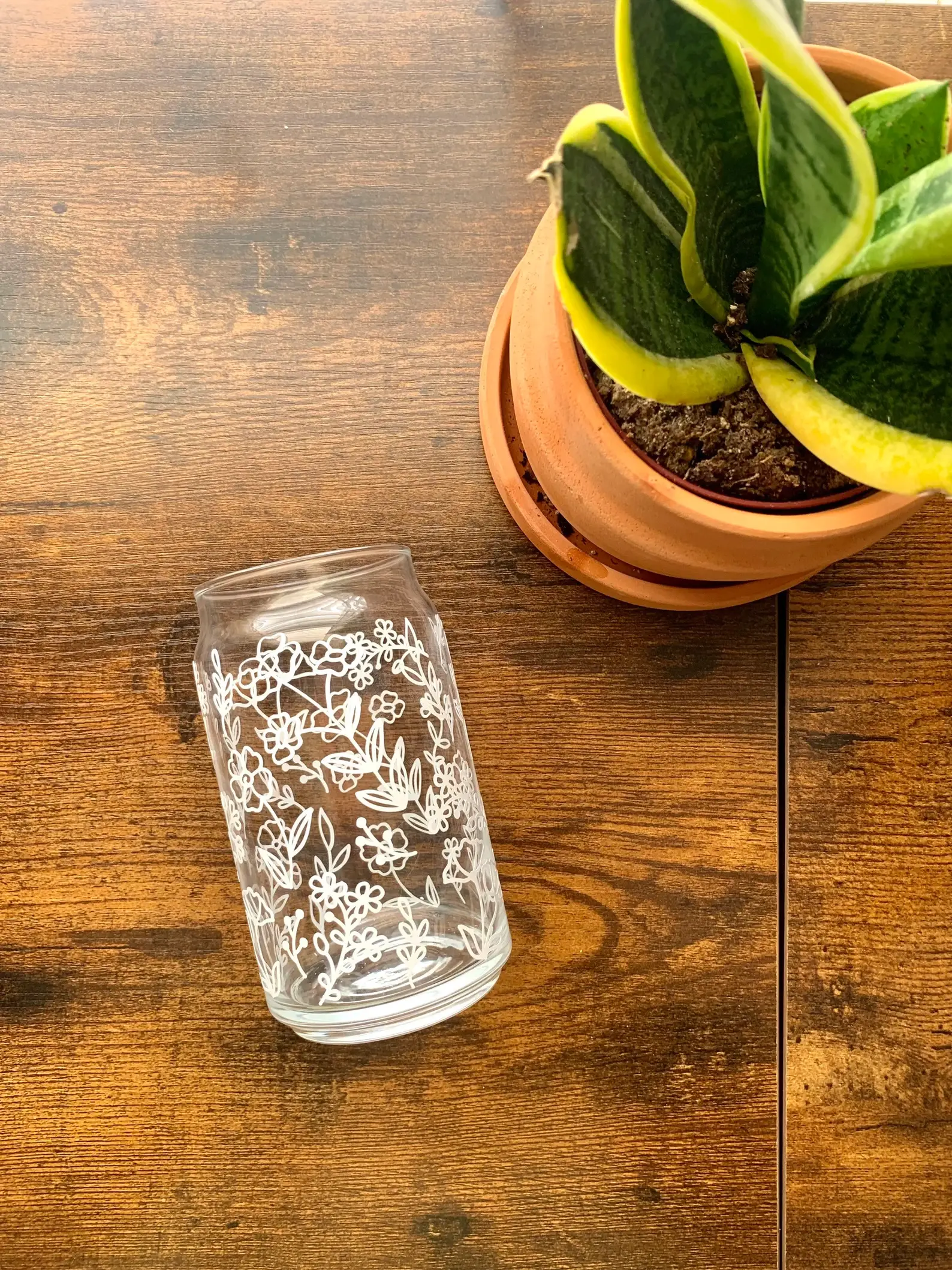 MarieDesignCo - Venta al por mayor Vaso/copa - Taza de café floral, 16 oz pinta, lata de vidrio taza de café1