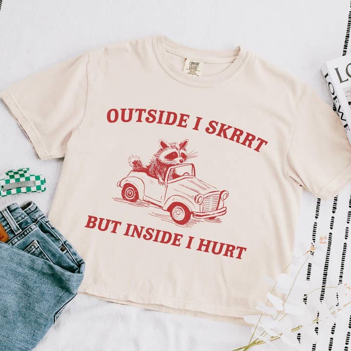 Outside I Skrrt But Inside I Hurt Comfort Color Short Sleeve for wholesale by Dockery Corporation