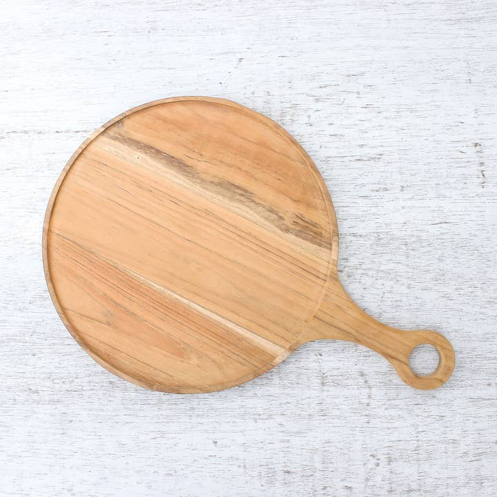 NOVICA - Wholesale Serving Tray - Novica Handmade Time To Eat Teak Wood Pizza Tray