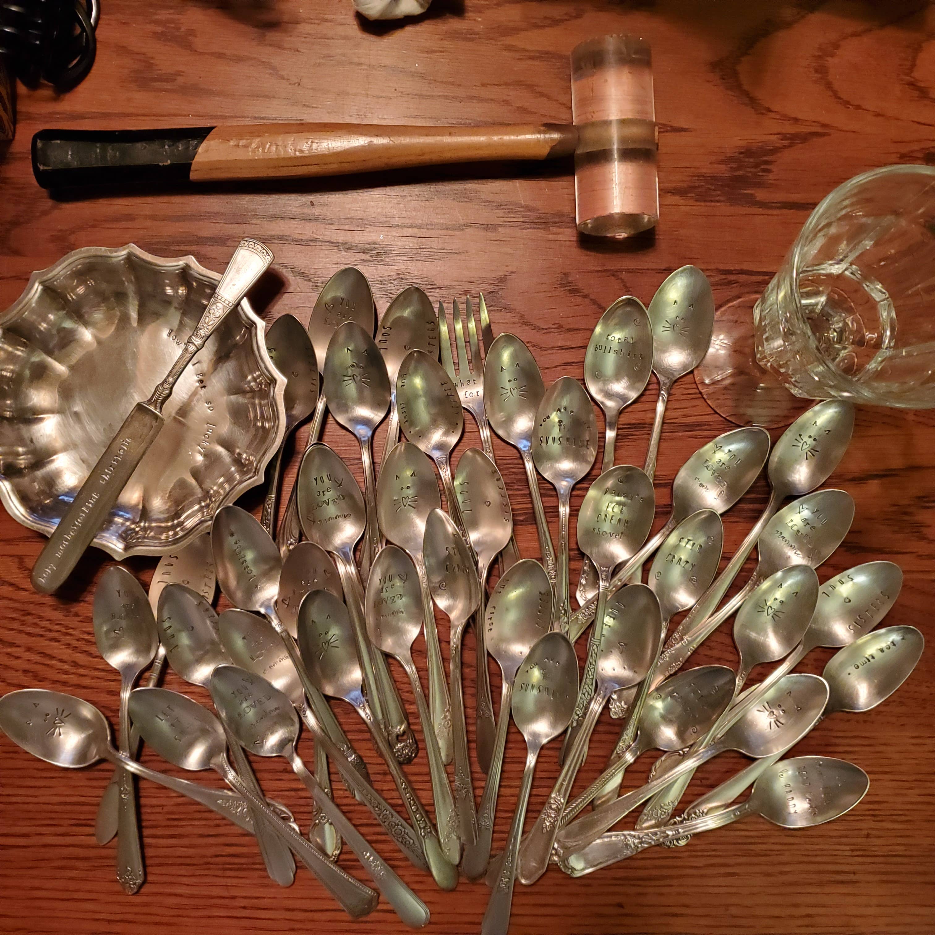 juNxtaposition® - Wholesale Table Spoon (Cutlery) - hand stamped vintage spoon QUEEN BEE3