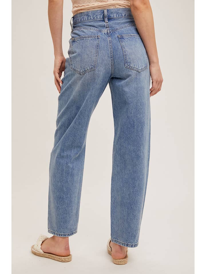 Bluivy - Wholesale Jeans - Women's - DENIM ASYMMETRICAL WAIST STRAIGHT LEG JEANS25