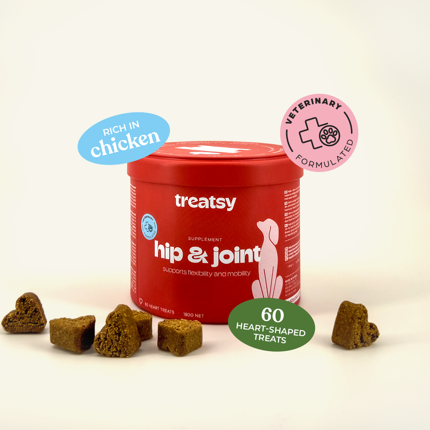 Treatsy - Vente Compléments alimentaires – chien - Complément pour hanches et articulations pour chiens | Recommandé par vétérinaires | Poulet4