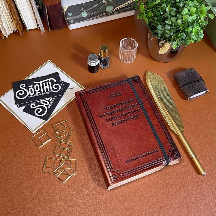 Soothi | Containers Of Creativity - Wholesale Journal/Diary - Alice In Wonderland by Lewis Carroll Quote Leather Journal