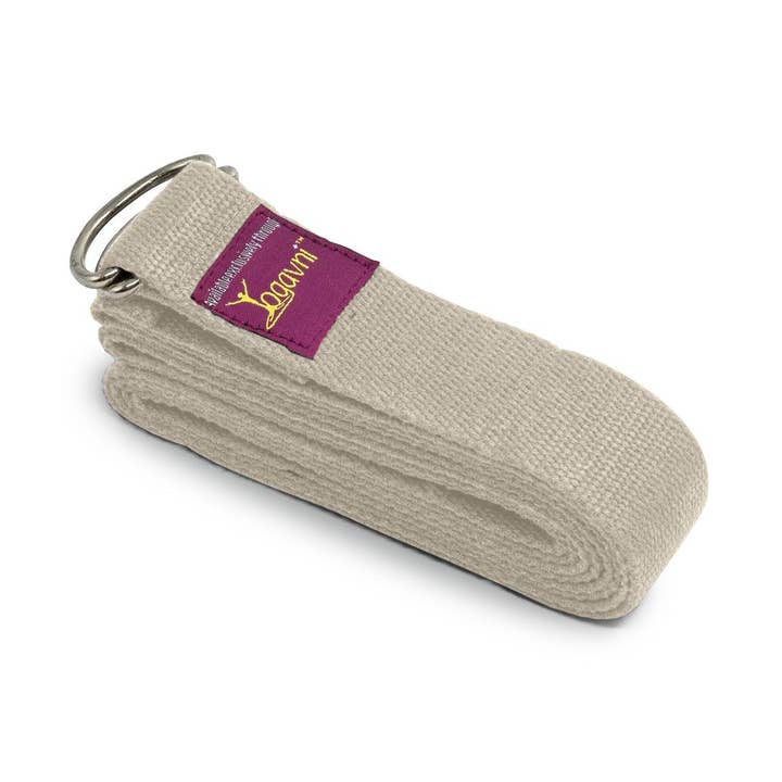 Yoga Strap-D-Ring Buckle 8 ft Natural for wholesale by Yogavni Yoga Products