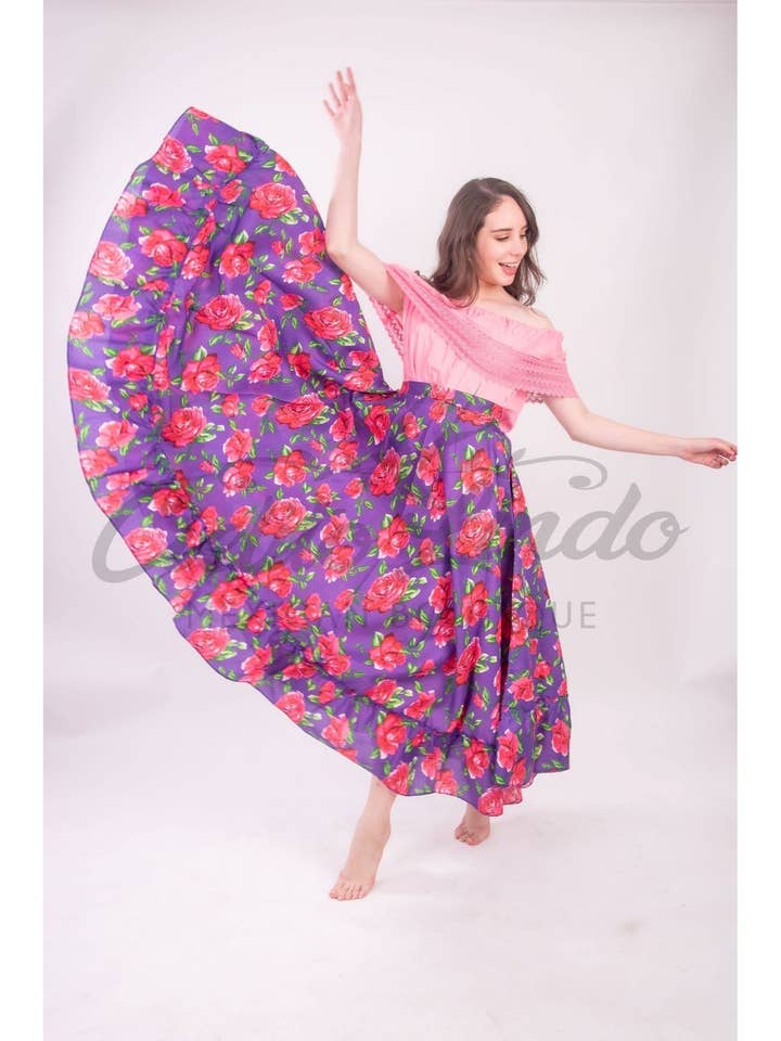 Cielito Lindo – Engroshandel Nederdel - Dame – Mexicansk Folklorico sort blomsternederdel1