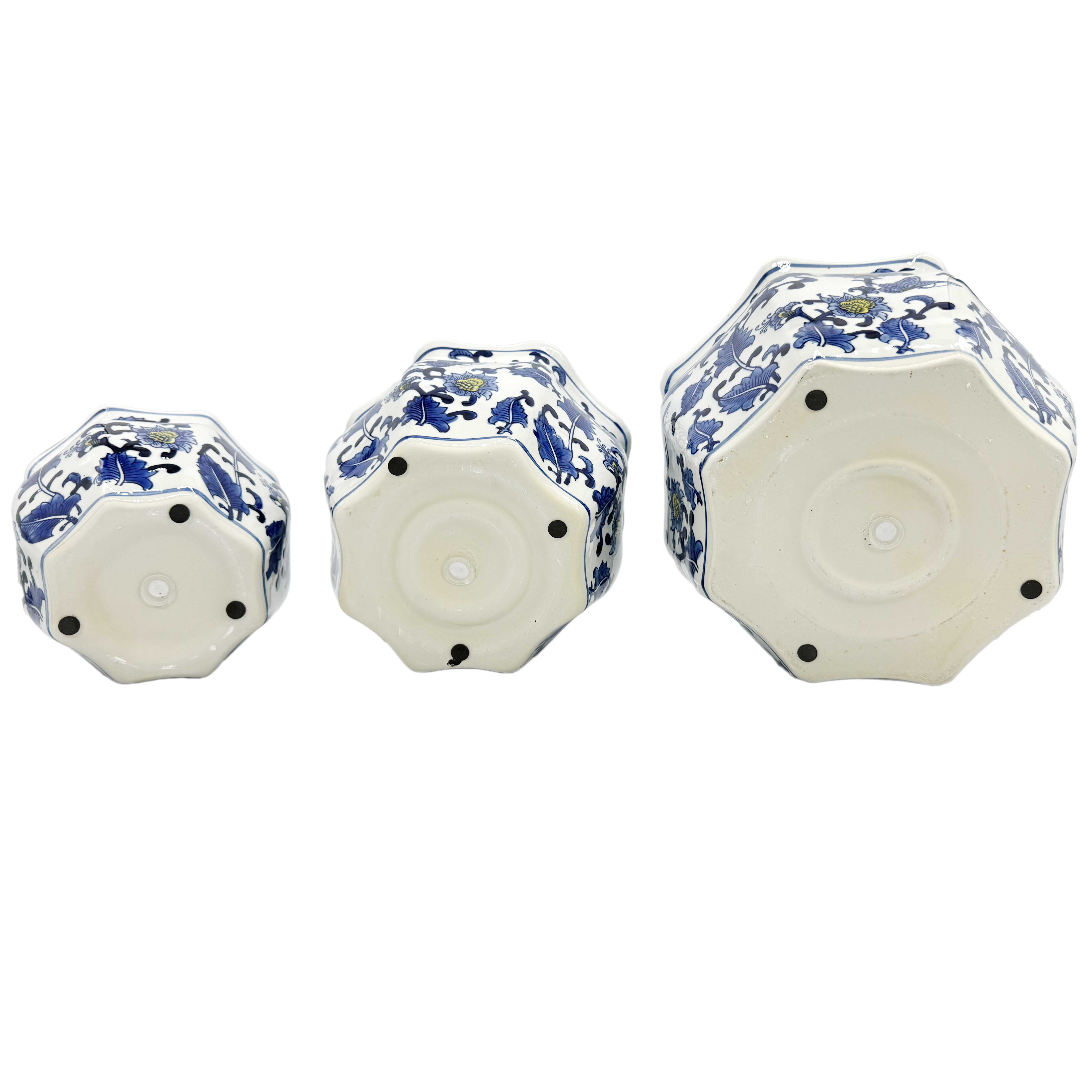 Galt International Company - Vendita all'ingrosso Vasi per piante - Set di 3 vasi per fioriere in ceramica Chinoiserie, 7,5"/10"/13"8