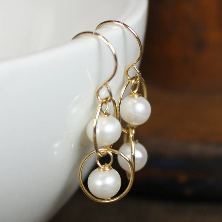 Birthstone Circle Earrings - Silver, Gold, Rose Gold for wholesale by Rebecca Anne Handmade