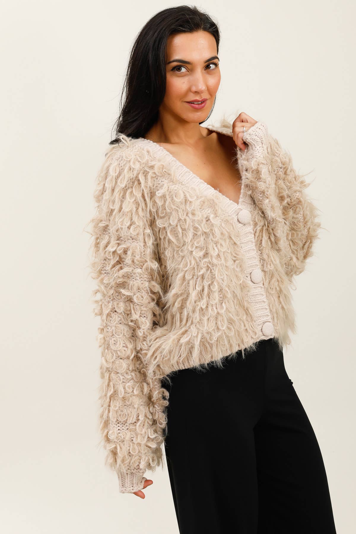 MOOYA – Cardigan - Mulher por atacado – Cardigan macio com textura - JS0071