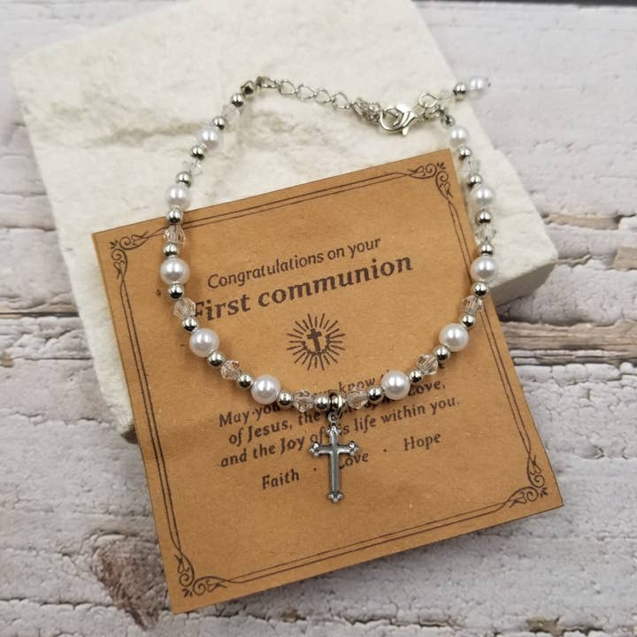 Pulseira Cruz de Primeira Comunhão por atacado de Treasure Wholesale