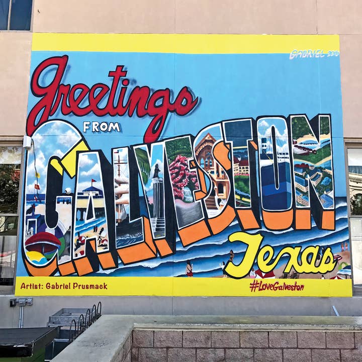 Greetings from Galveston Mural Coaster for wholesale by South Austin Gallery