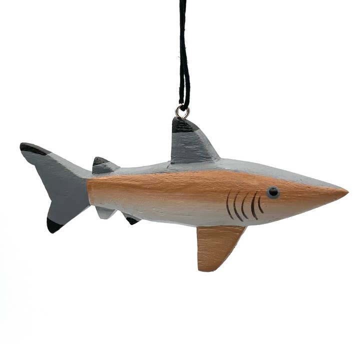 Blacktip Reef Shark Balsa Ornament for wholesale by Women of the Cloud Forest