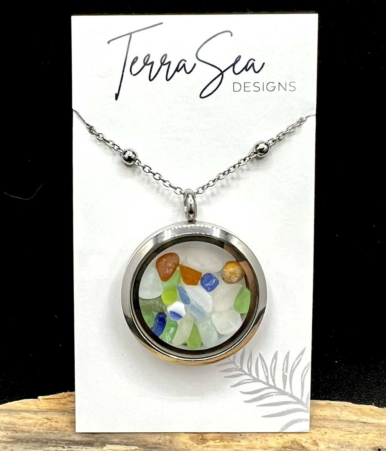 TerraSeaDesigns - Wholesale Locket Necklace - Genuine Handpicked Seaglass Locket- Large Silver