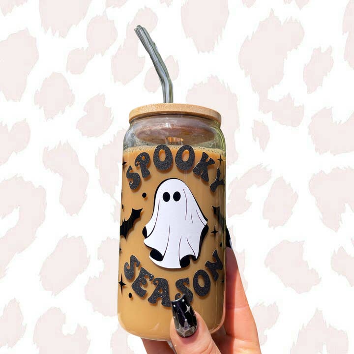 Glitzerglas „Spooky Season“ für den Großhandel von Little Design Collective