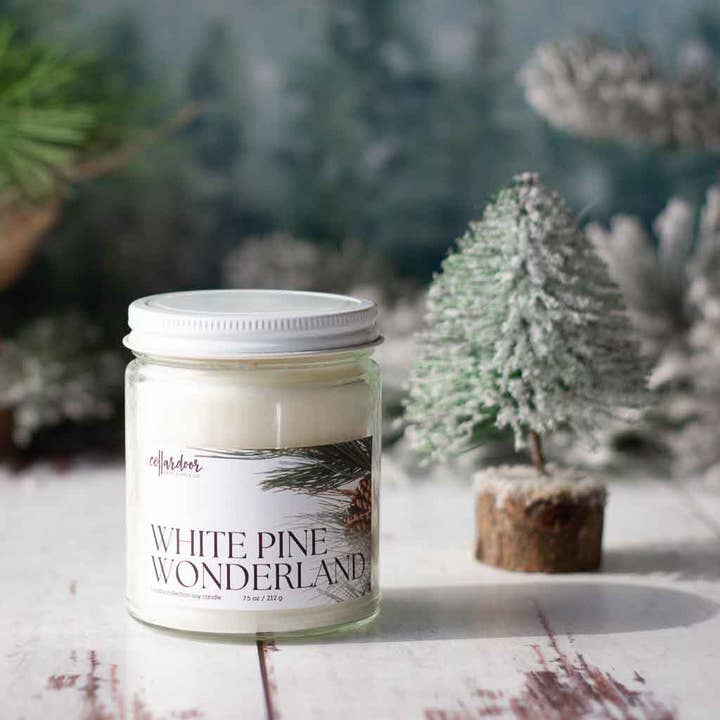 White Pine Wonderland - 7.5 oz Soy Candle for wholesale by Cellar Door Bath Supply Co.