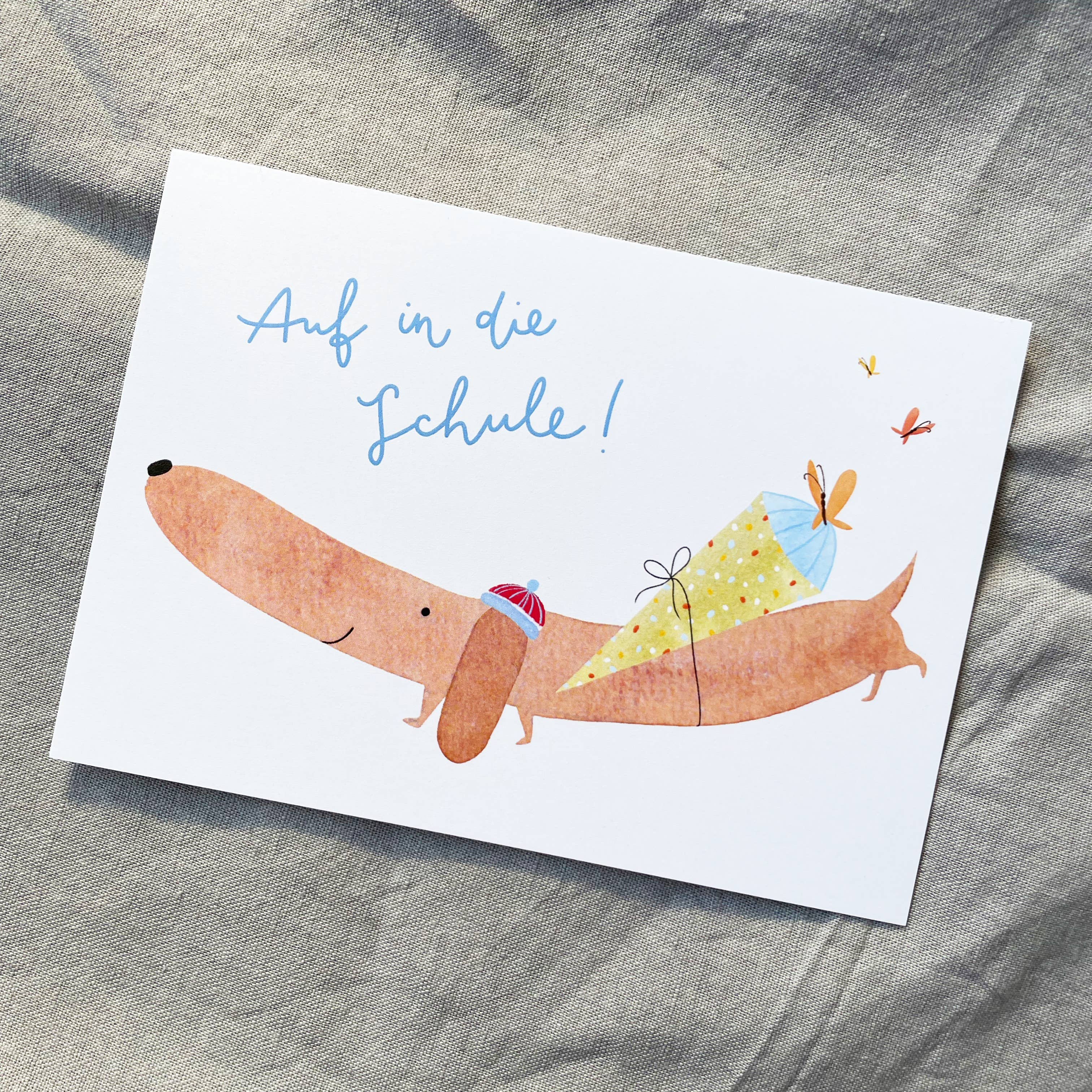 Hannahs Firlefanz - Wholesale Postcard - Card for school enrollment dachshund, start of school, school cone (copy)1